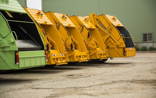 Heavy machinery removing construction waste